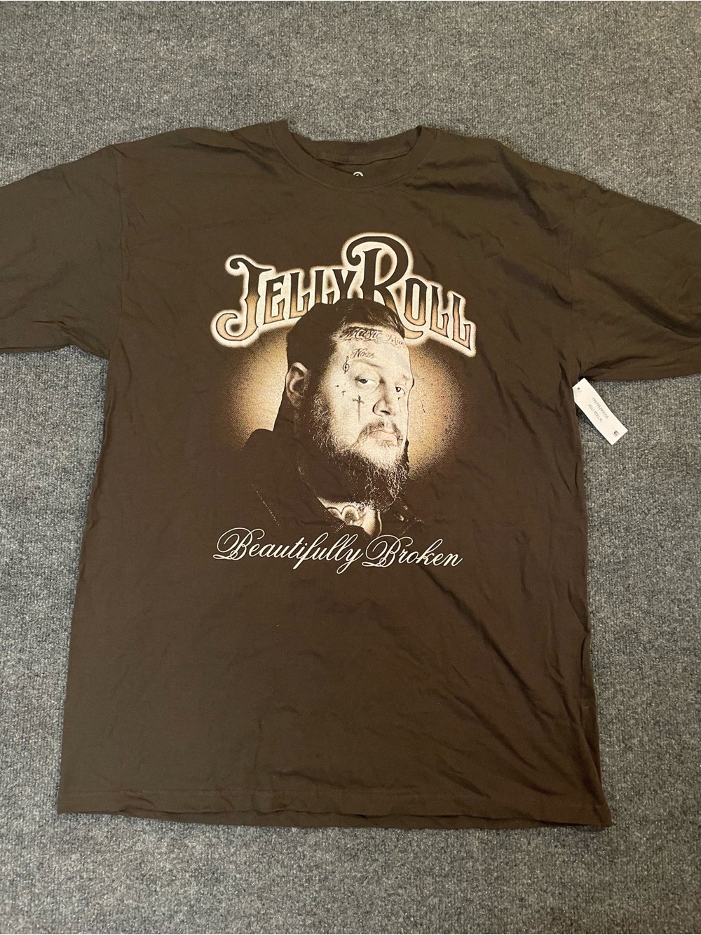 Jelly Roll Men's Brown Graphic Tee - 'Beautifully Broken'